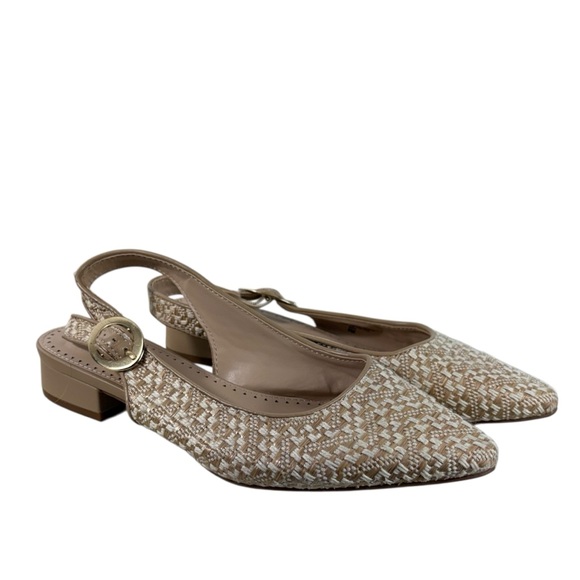 Adrienne Vittadini Shoes - Adrienne Vittadini Rattan Woven Slingback Mule Flats Gold Buckle 8M 8 Career